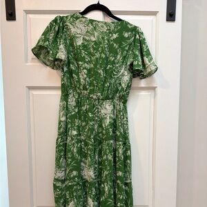 Abercrombie & Fitch Green Floral Midi Dress